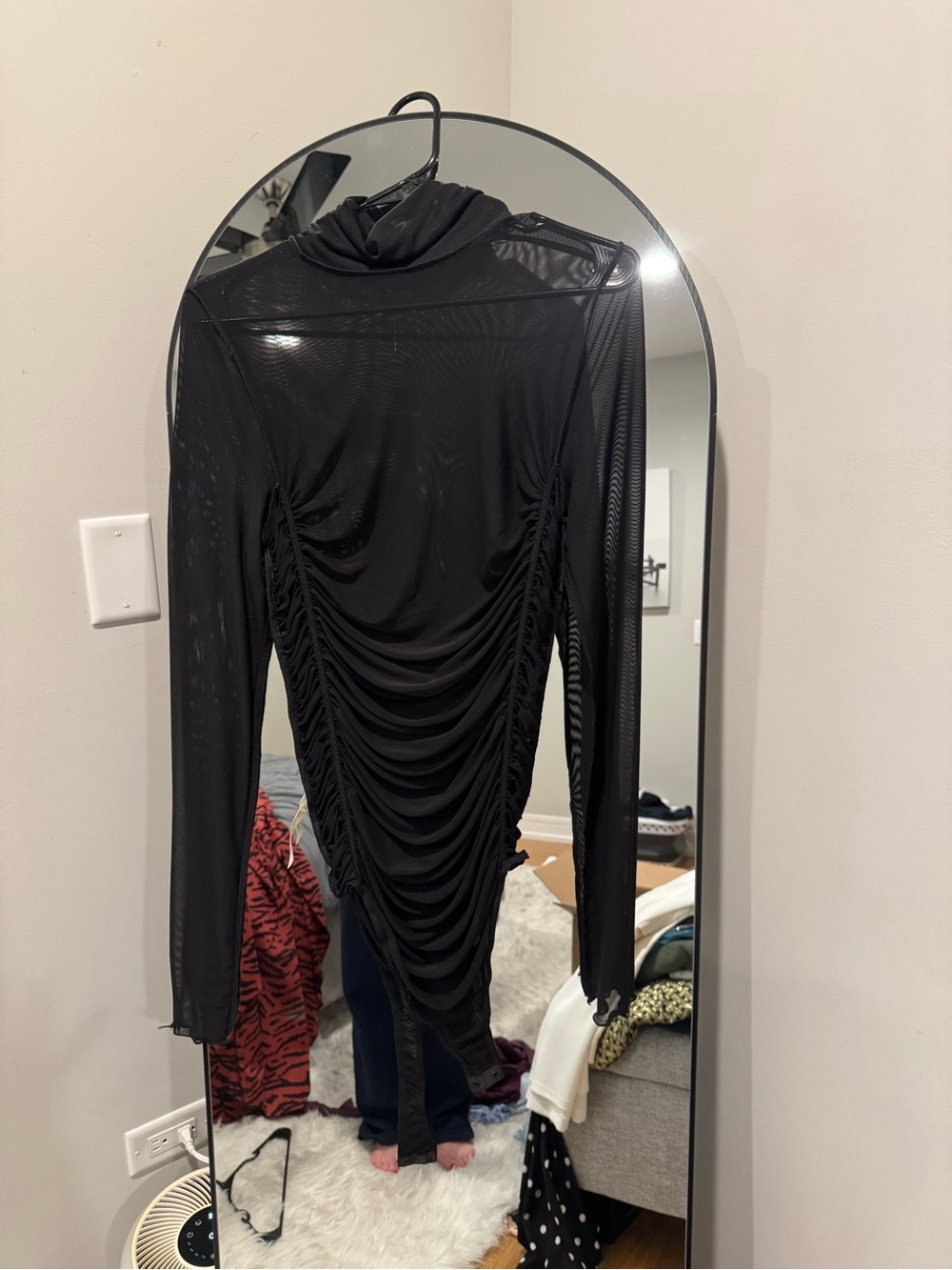 Free People Black Ruched Bodysuit
